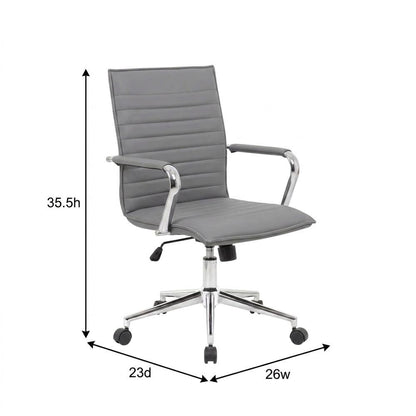 Vinyl Mid-Back Hospitality Chair with Adjustable Arms and a Chrome Base
