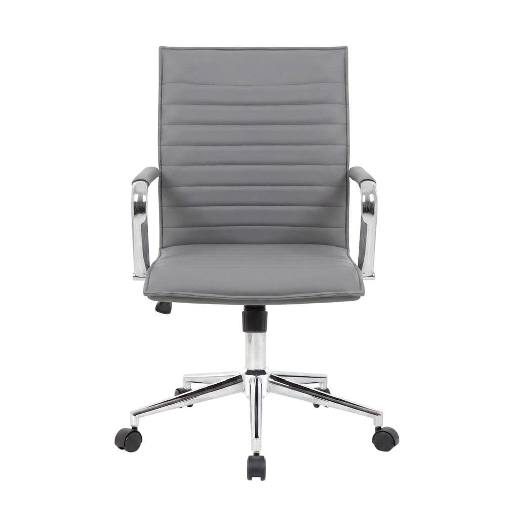 Vinyl Mid-Back Hospitality Chair with Adjustable Arms and a Chrome Base