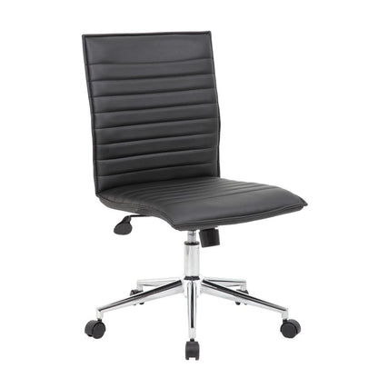 Boss Black Vinyl Armless Hospitality Chair