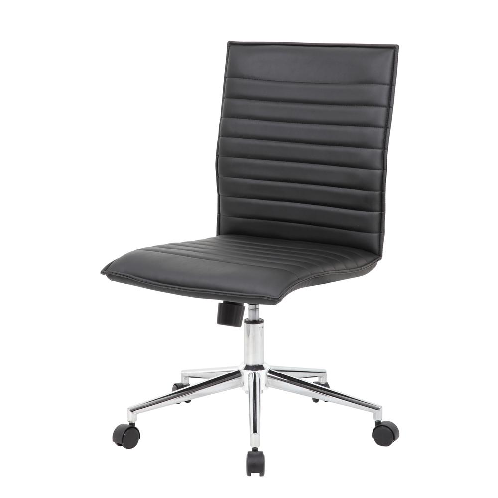 Boss Black Vinyl Armless Hospitality Chair