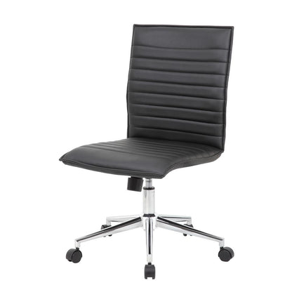 Boss Black Vinyl Armless Hospitality Chair