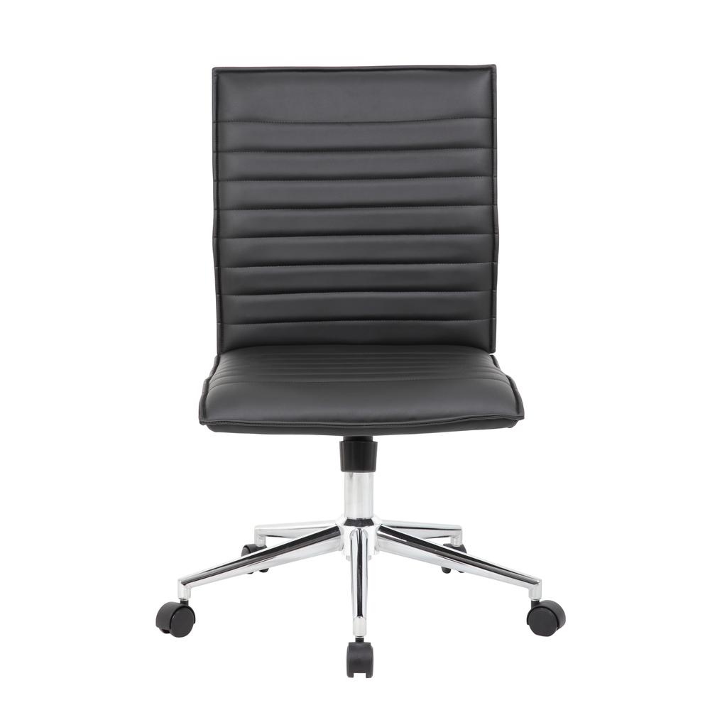 Boss Black Vinyl Armless Hospitality Chair