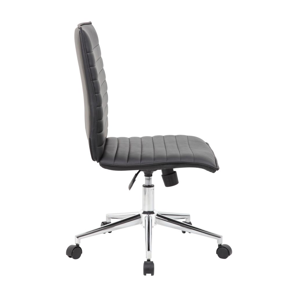 Boss Black Vinyl Armless Hospitality Chair