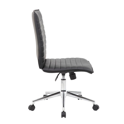 Boss Black Vinyl Armless Hospitality Chair