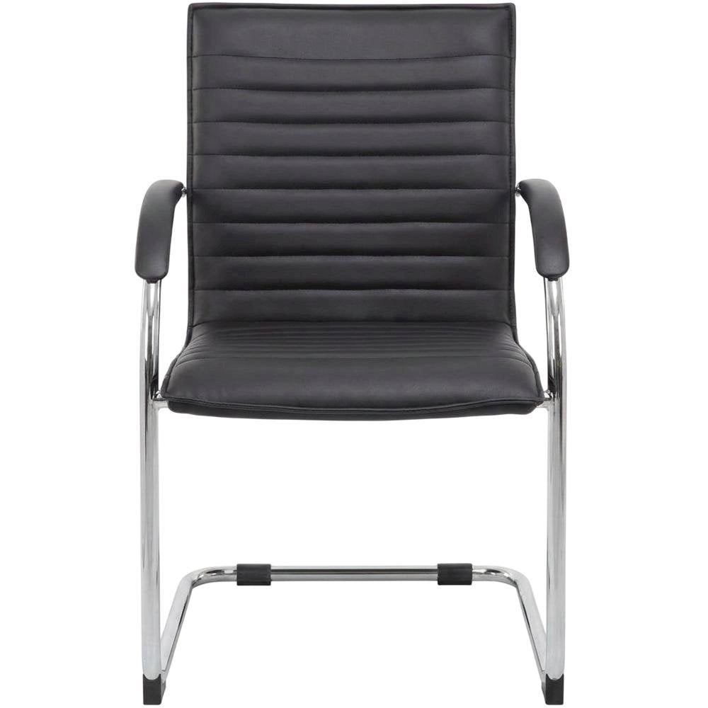 Vinyl-Upholstered Mid-Back Office Guest Chair with Chrome Cantilever Base, Set of 2
