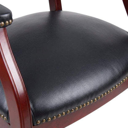 Caressoft Vinyl Captain's Chair with Mahogany Four-Leg Base, Low-Back Style