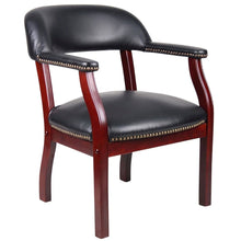 Caressoft Vinyl Captain's Chair with Mahogany Four-Leg Base, Low-Back Style