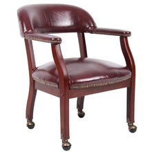 Boss Captain's Chair In Burgundy Vinyl W/ Casters