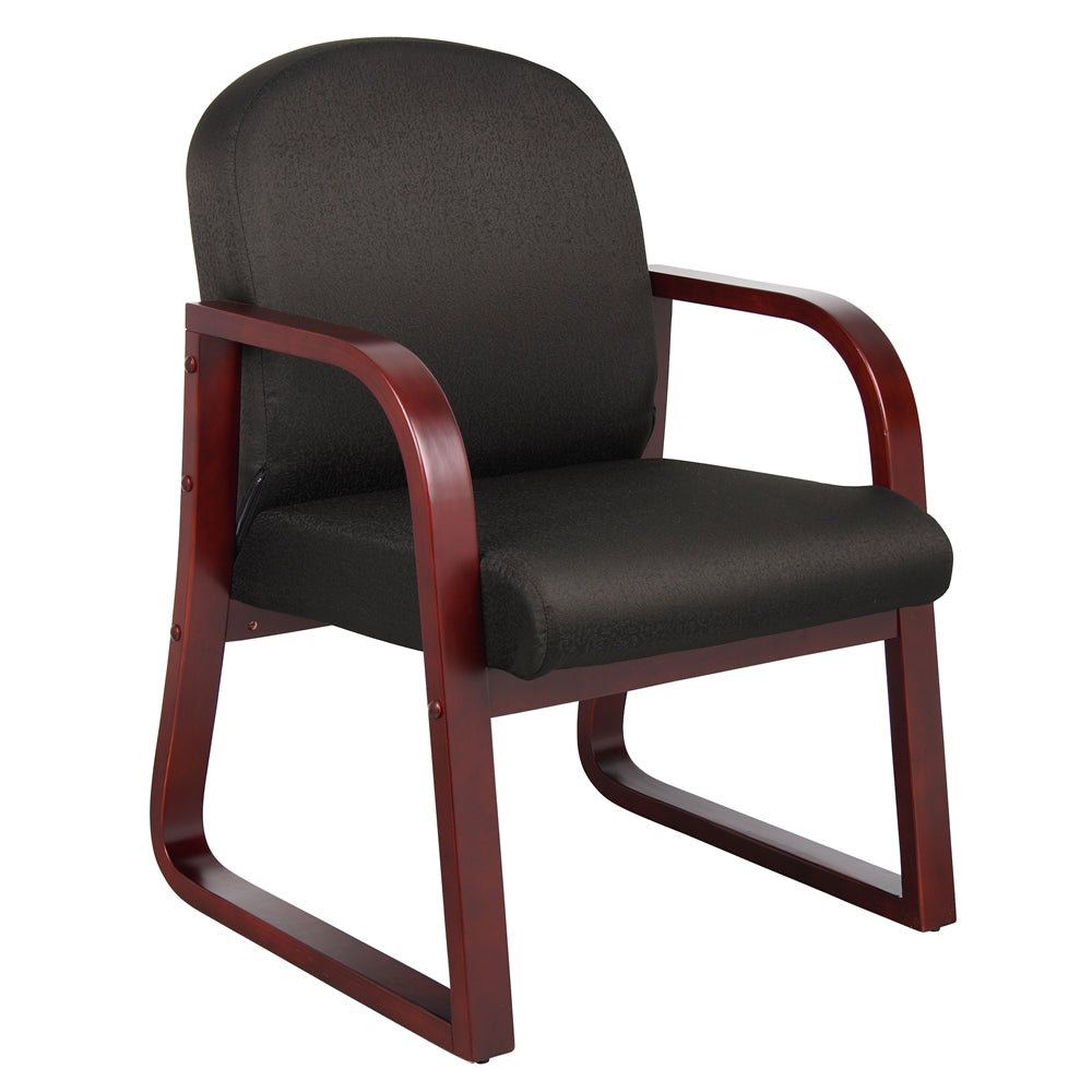 Boss Mahogany Frame Side Chair In Black Fabric