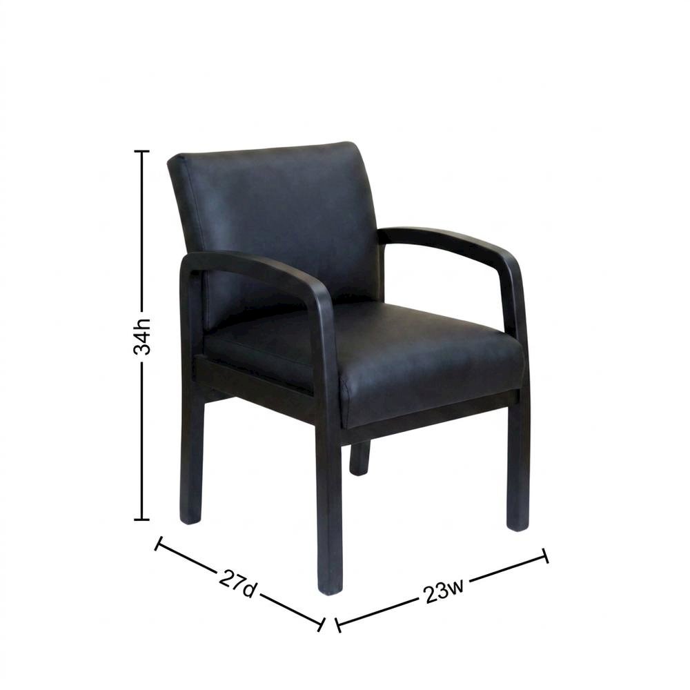 LeatherPlus Guest Chair with Tool-Free Assembly and Wooden 4-Leg Base,
