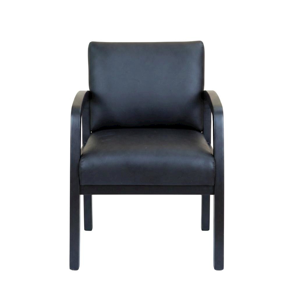 LeatherPlus Guest Chair with Tool-Free Assembly and Wooden 4-Leg Base,