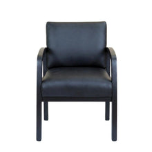 LeatherPlus Guest Chair with Tool-Free Assembly and Wooden 4-Leg Base,