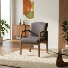 Linen-Upholstered Guest Chair with Tool-Free Assembly and Driftwood Base