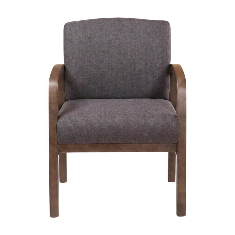 Linen-Upholstered Guest Chair with Tool-Free Assembly and Driftwood Base
