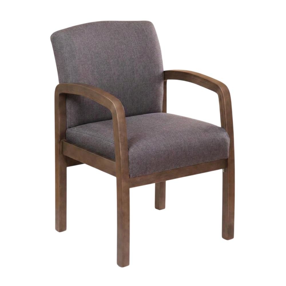 Linen-Upholstered Guest Chair with Tool-Free Assembly and Driftwood Base