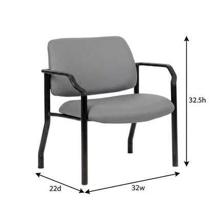 Vinyl-Upholstered Guest Chair with Arms and Steel Frame, 500 lb. Capacity, Grey