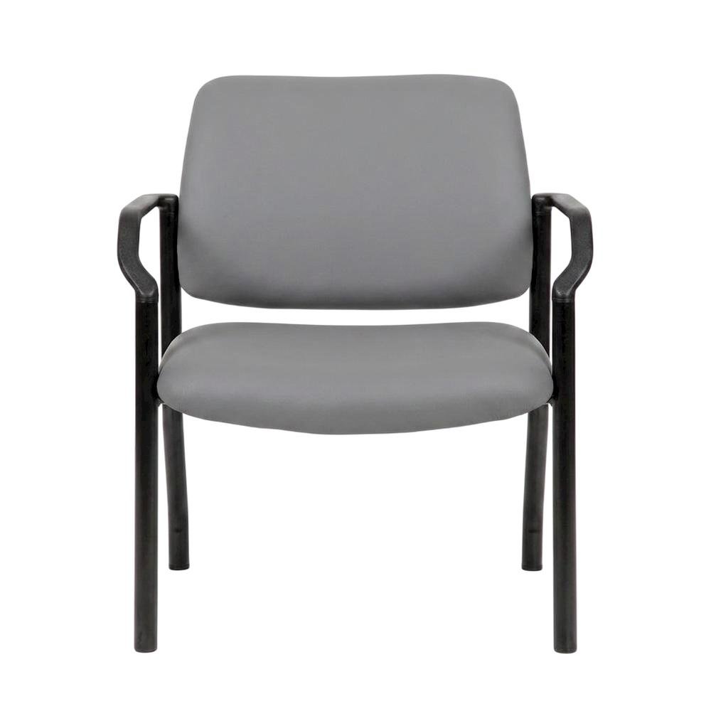 Vinyl-Upholstered Guest Chair with Arms and Steel Frame, 500 lb. Capacity, Grey