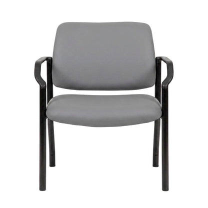 Vinyl-Upholstered Guest Chair with Arms and Steel Frame, 500 lb. Capacity, Grey