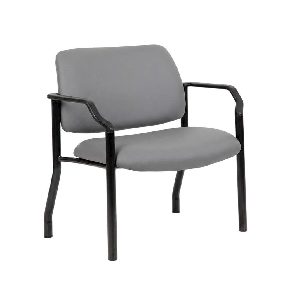 Vinyl-Upholstered Guest Chair with Arms and Steel Frame, 500 lb. Capacity, Grey