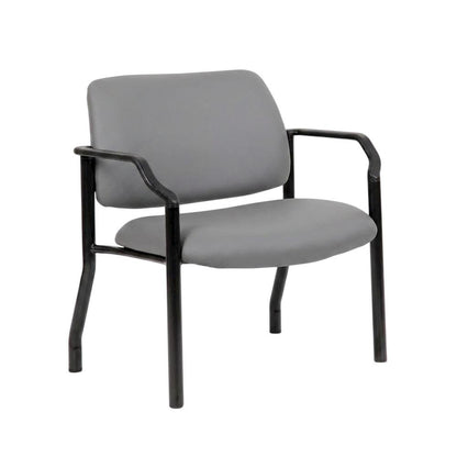 Vinyl-Upholstered Guest Chair with Arms and Steel Frame, 500 lb. Capacity, Grey