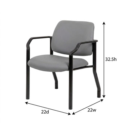 Vinyl Guest Chair with Arms and Steel 4-Leg Base for Living Room, Grey