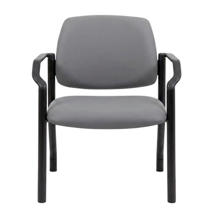 Vinyl Guest Chair with Arms and Steel 4-Leg Base for Living Room, Grey