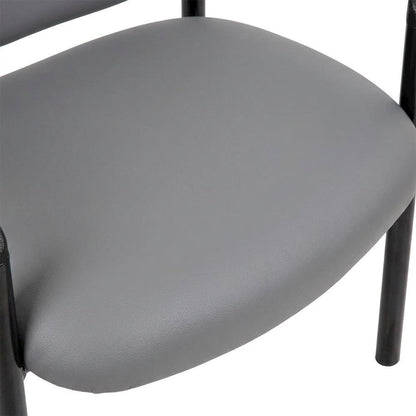 Vinyl Guest Chair with Arms and Steel 4-Leg Base for Living Room, Grey