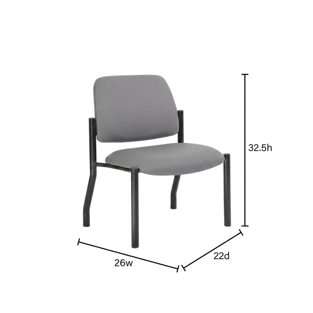 Vinyl Armless Guest Chair with 4-Leg Steel Base, 400 lb Capacity, Grey