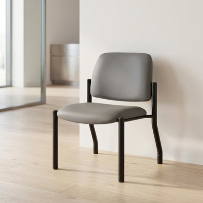 Vinyl Armless Guest Chair with 4-Leg Steel Base, 400 lb Capacity, Grey