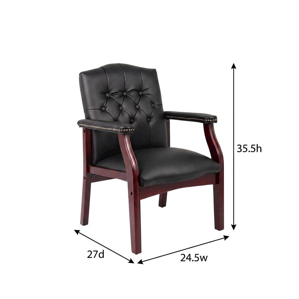Caressoft Traditional Guest Chair with Arms and Mahogany Four-Leg Base