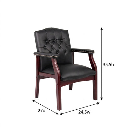Caressoft Traditional Guest Chair with Arms and Mahogany Four-Leg Base