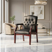 Caressoft Traditional Guest Chair with Arms and Mahogany Four-Leg Base