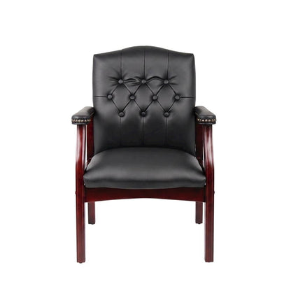 Caressoft Traditional Guest Chair with Arms and Mahogany Four-Leg Base