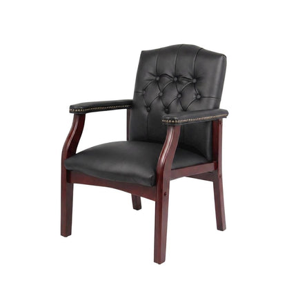 Caressoft Traditional Guest Chair with Arms and Mahogany Four-Leg Base
