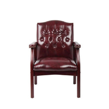 Boss Traditional Oxblood Vinyl Guest Chair W/ Mahogany Finish