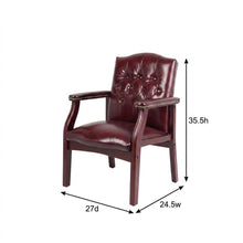Vinyl Traditional Guest Chair with Mahogany Wood Four-Leg Base for Living Room