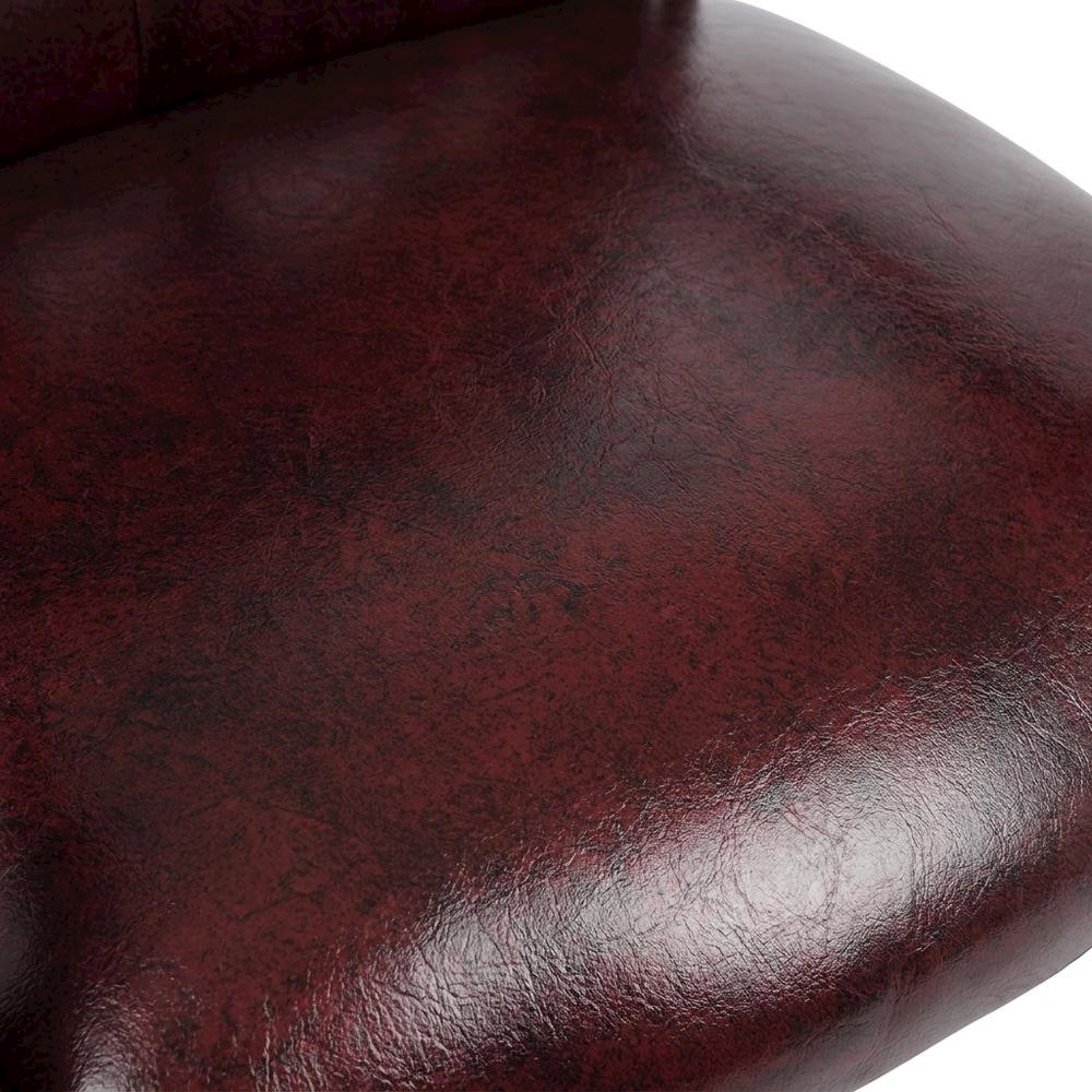 Vinyl Traditional Guest Chair with Mahogany Wood Four-Leg Base for Living Room