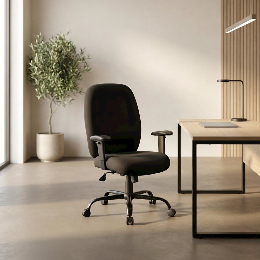 Crepe High-Back Task Chair with Steel Base and Adjustable Arms, 400 lb