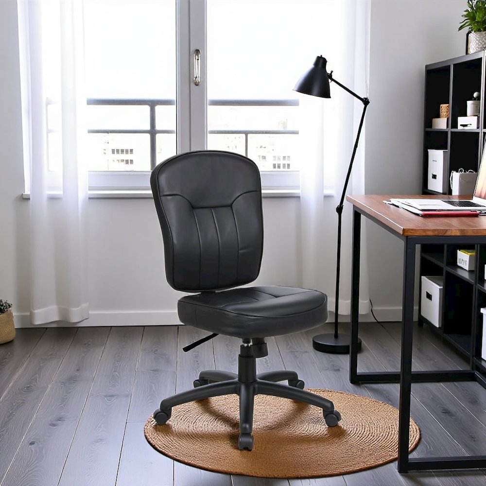 Black Leather Office Guest Chair for Client Meetings and Reception Use