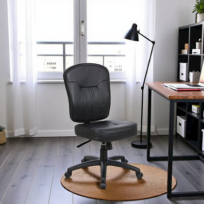 Black Leather Office Guest Chair for Client Meetings and Reception Use