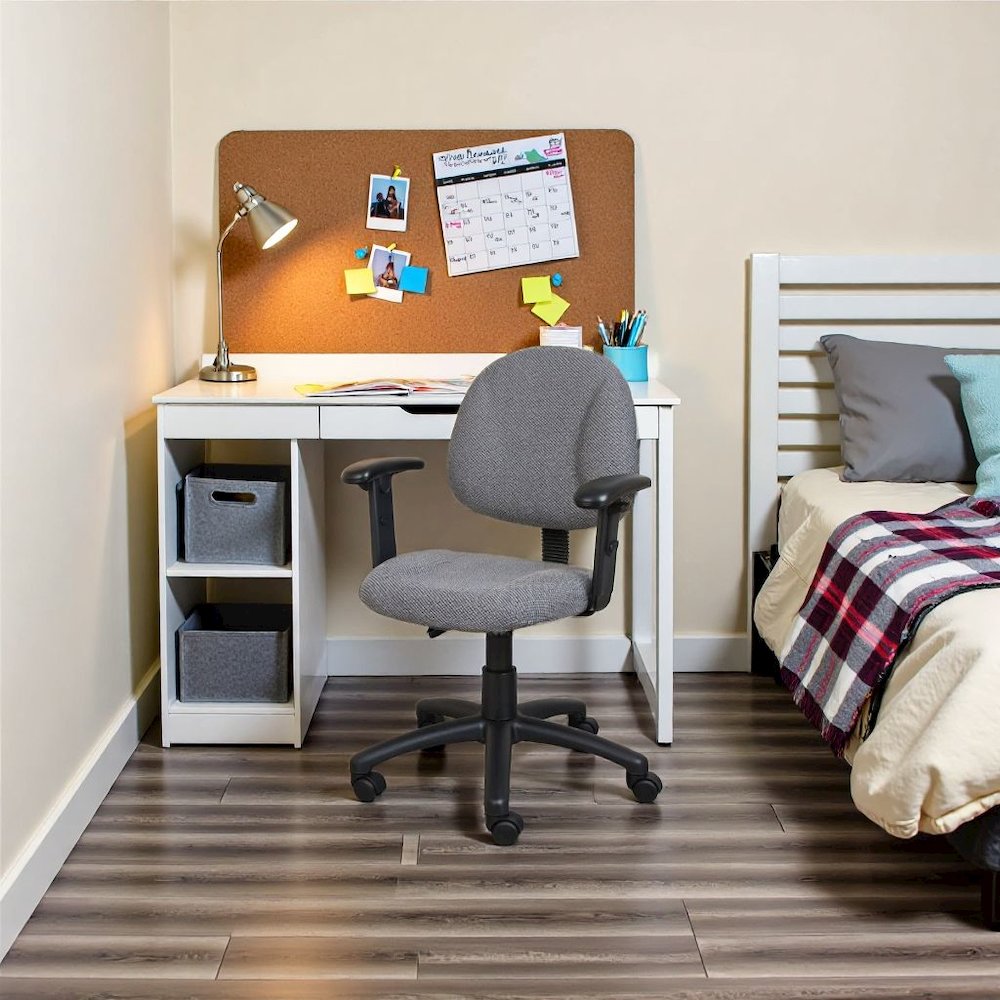 Gray Office Chair With Adjustable Arms, Desk Chair Comfy For Home Office