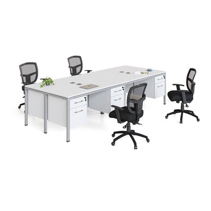 Boss Simple System 4-unit Desk - 96" x 48" x 29.5" - Finish: White
