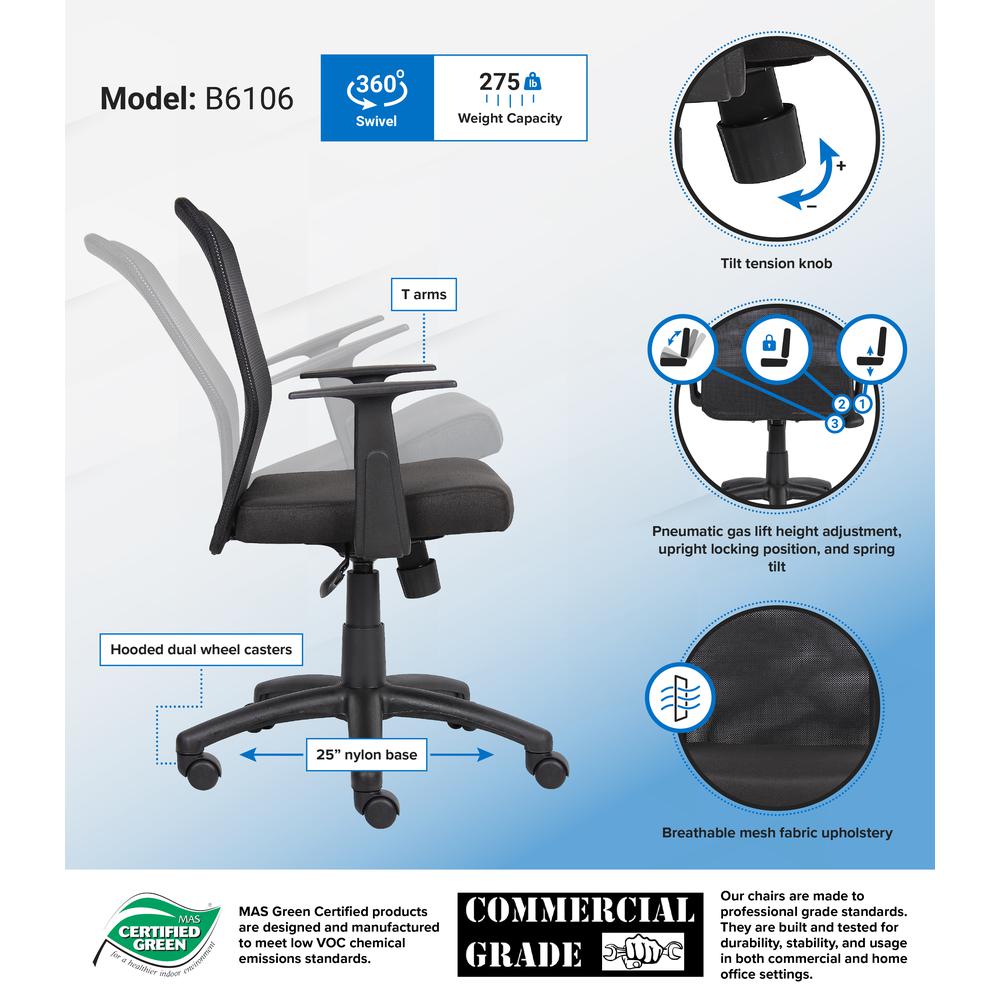 Boss Budget Mesh Task Chair W/ T-Arms