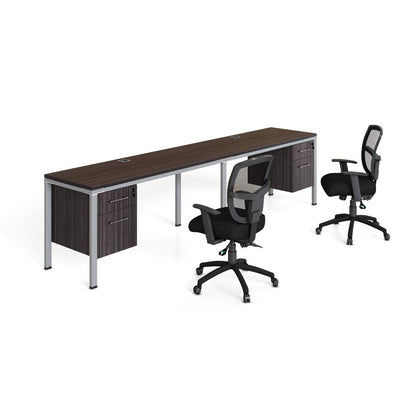 Double Desk, Side By Side With (2) Pedestals, 66" X 24"