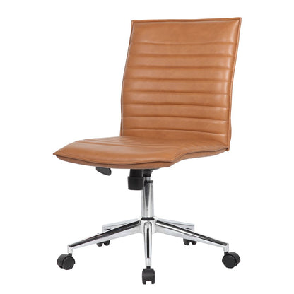 Boss Caramel Vinyl Armless Hospitality Chair