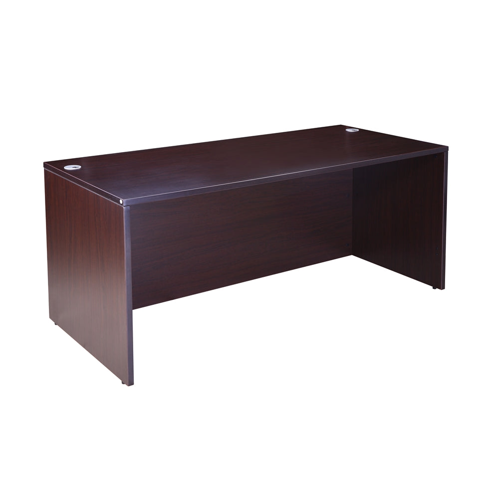 Boss Desk Shell, 66"W X 30"D, Mahogany