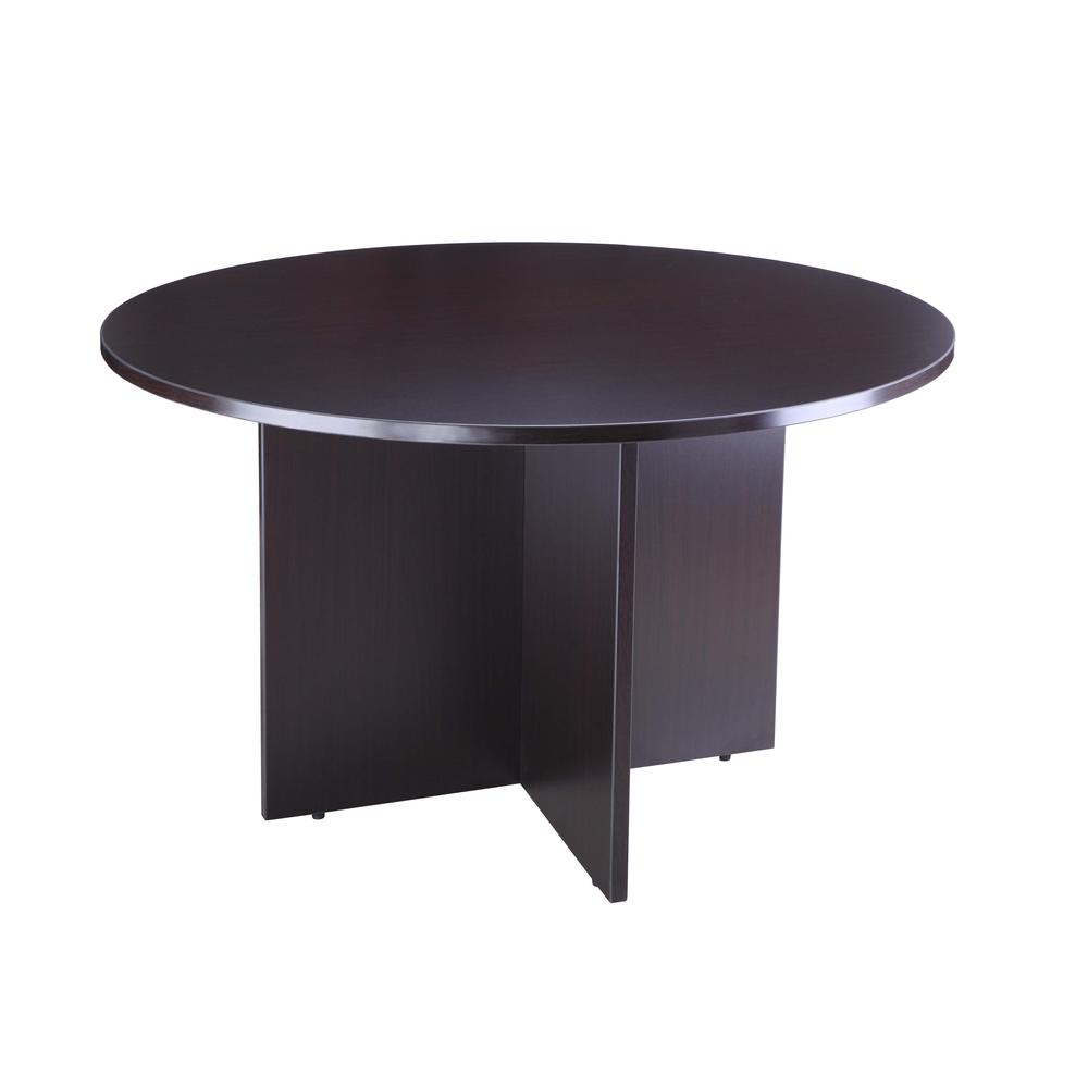 Boss 42" Round Table, Mahogany & 4 Boss Mesh 4-Legged Guest Chair