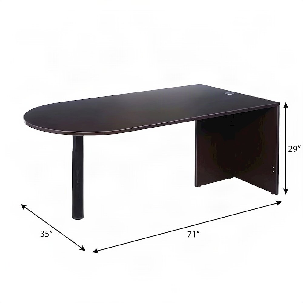 Bison Office Wooden Wood Desk with Bullet-Shaped Top and Wide Mocha Finish