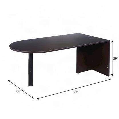 Bison Office Wooden Wood Desk with Bullet-Shaped Top and Wide Mocha Finish