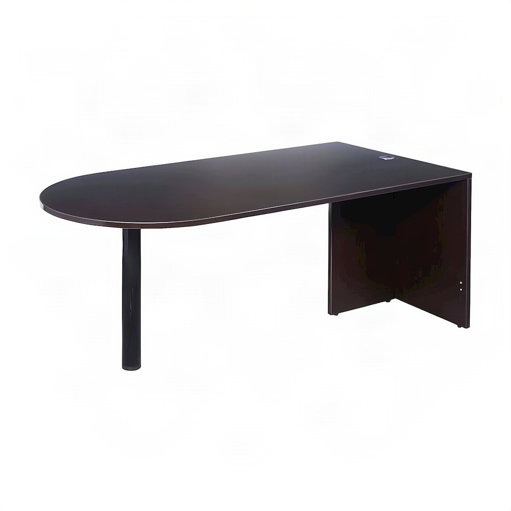Bison Office Wooden Wood Desk with Bullet-Shaped Top and Wide Mocha Finish